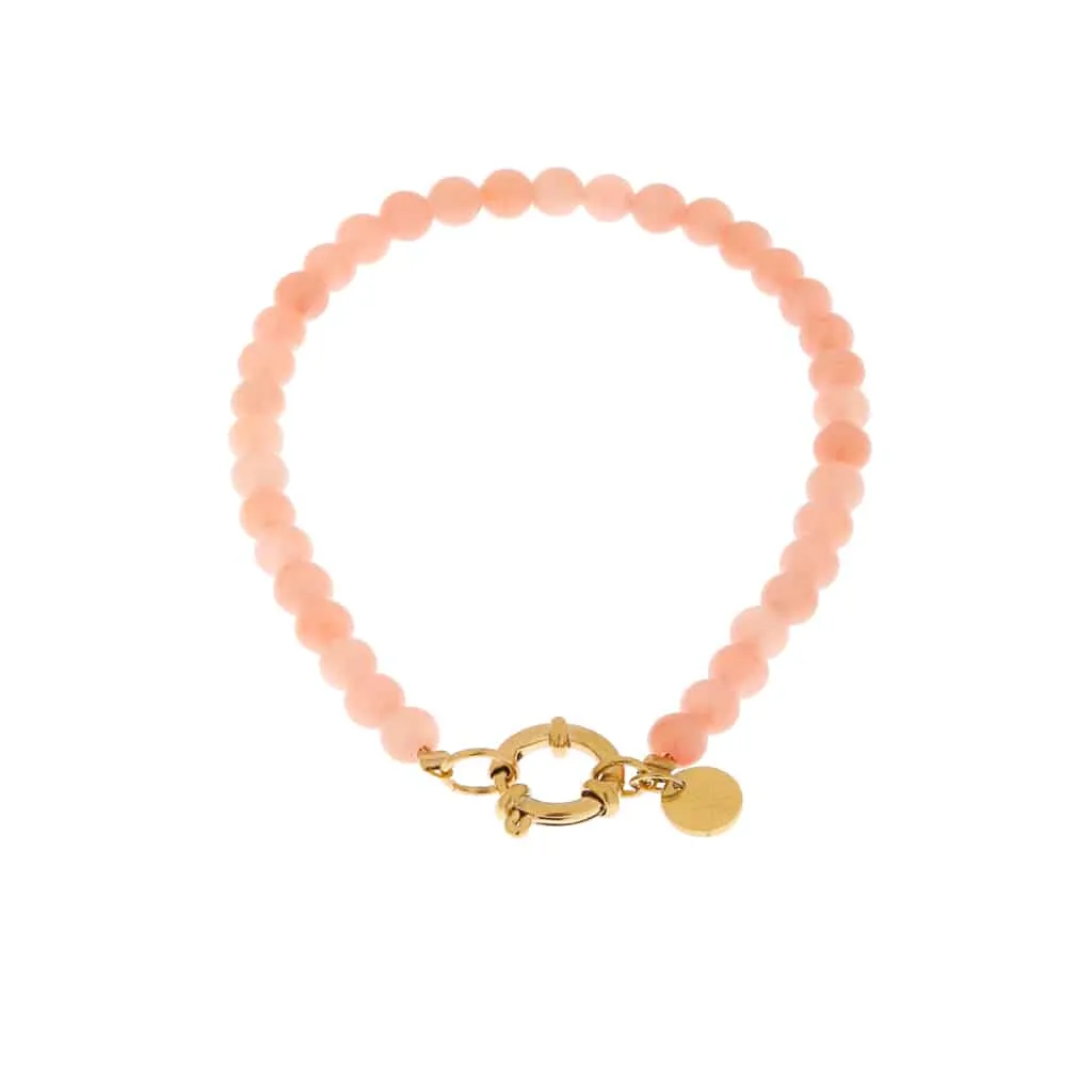 Bracelet Pastel Pink Beads Gold