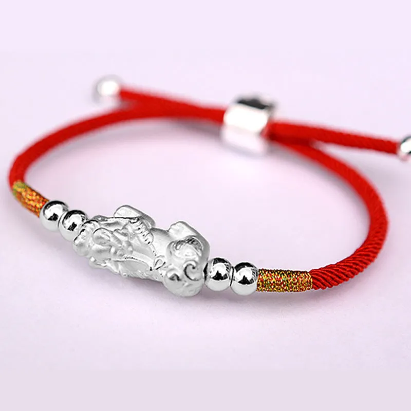 Buddha Stones 24K Gold-Plated PiXiu Luck Red String Bracelet