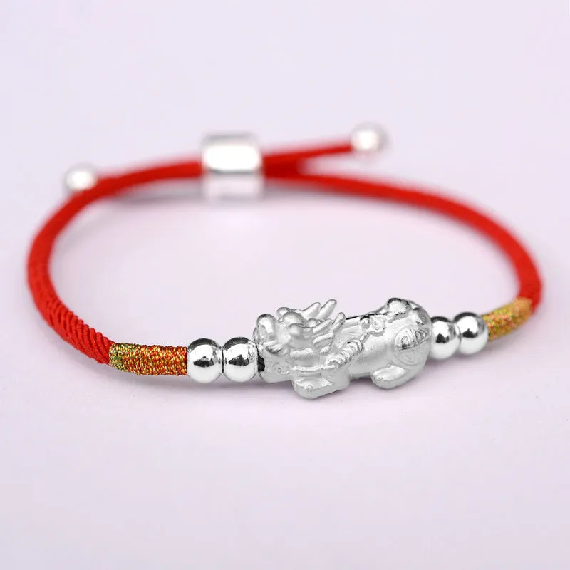 Buddha Stones 24K Gold-Plated PiXiu Luck Red String Bracelet