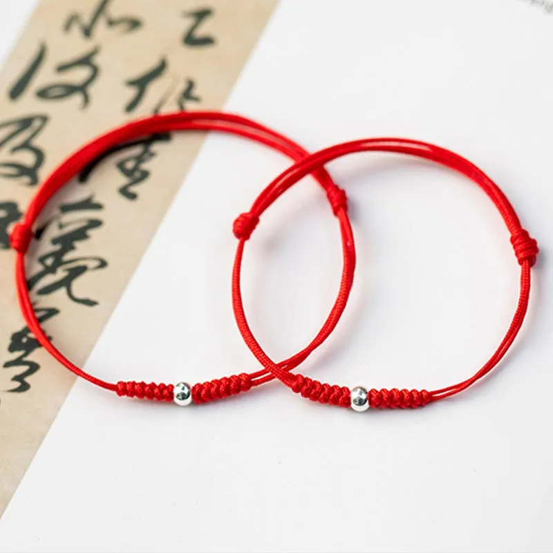 Buddha Stones 925 Sterling Silver Luck Bead Protection Red String Braided Bracelet