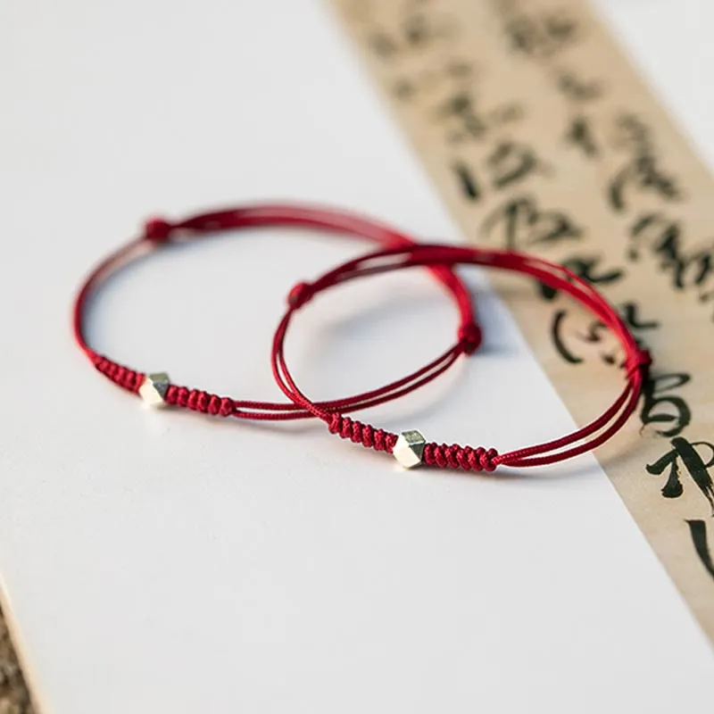 Buddha Stones 925 Sterling Silver Luck Bead Protection Red String Braided Bracelet