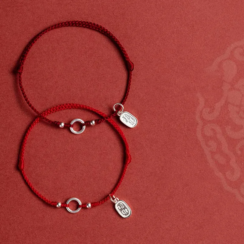 Buddha Stones 925 Sterling Silver Lucky Fortune Peace Joy Lotus Peace Buckle Red String Bracelet