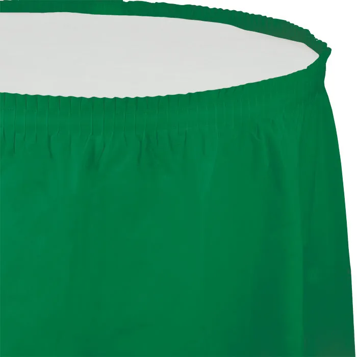 Bulk Emerald Green Plastic Tableskirt 29 inch x 14 ft (6 per Case)