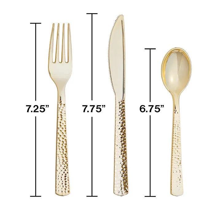 Bulk Gold Metallic Hammered Assorted Cutlery (288 per Case)