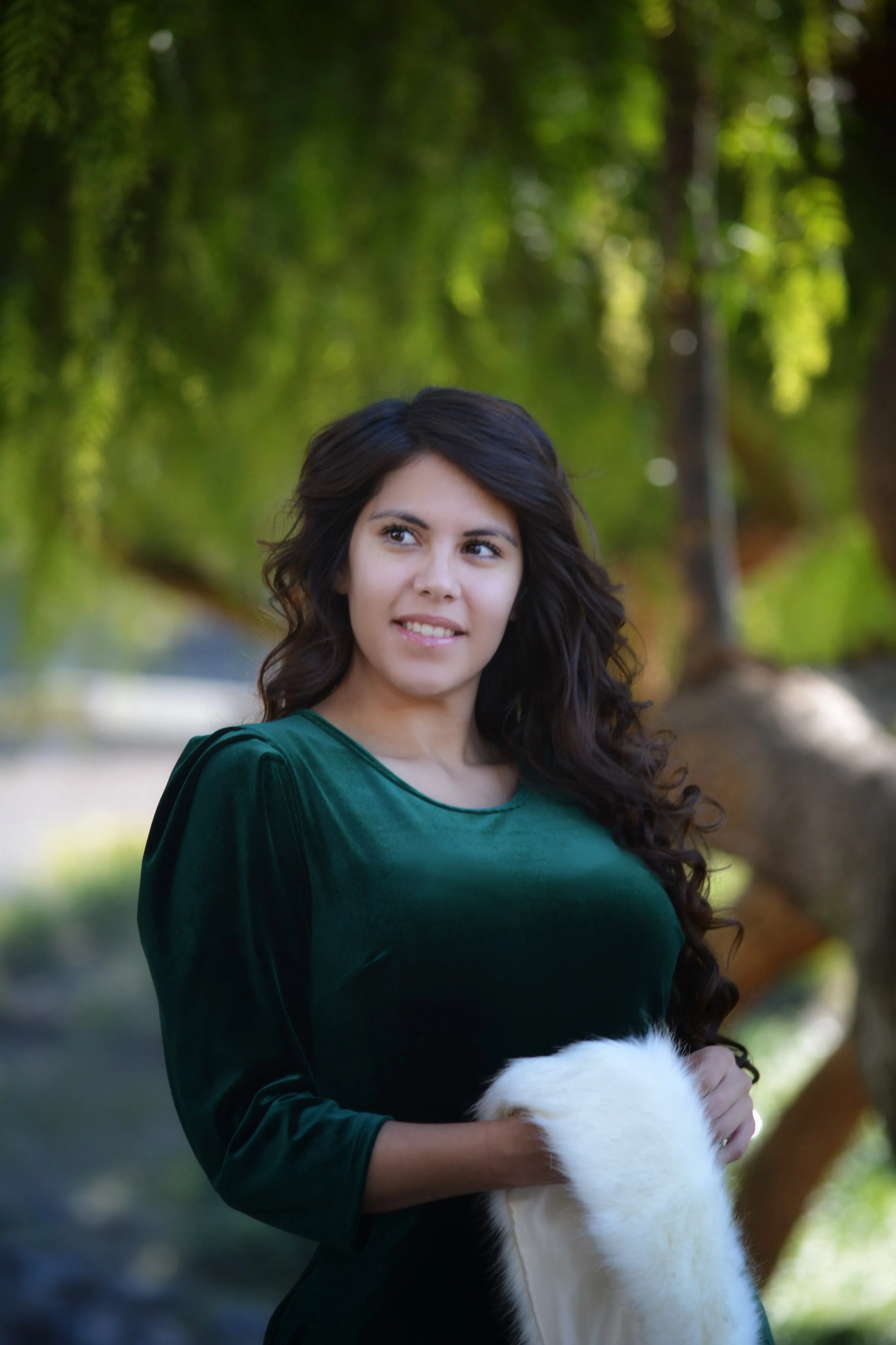 Capri Emerald Velvet Puff Sleeve Dress