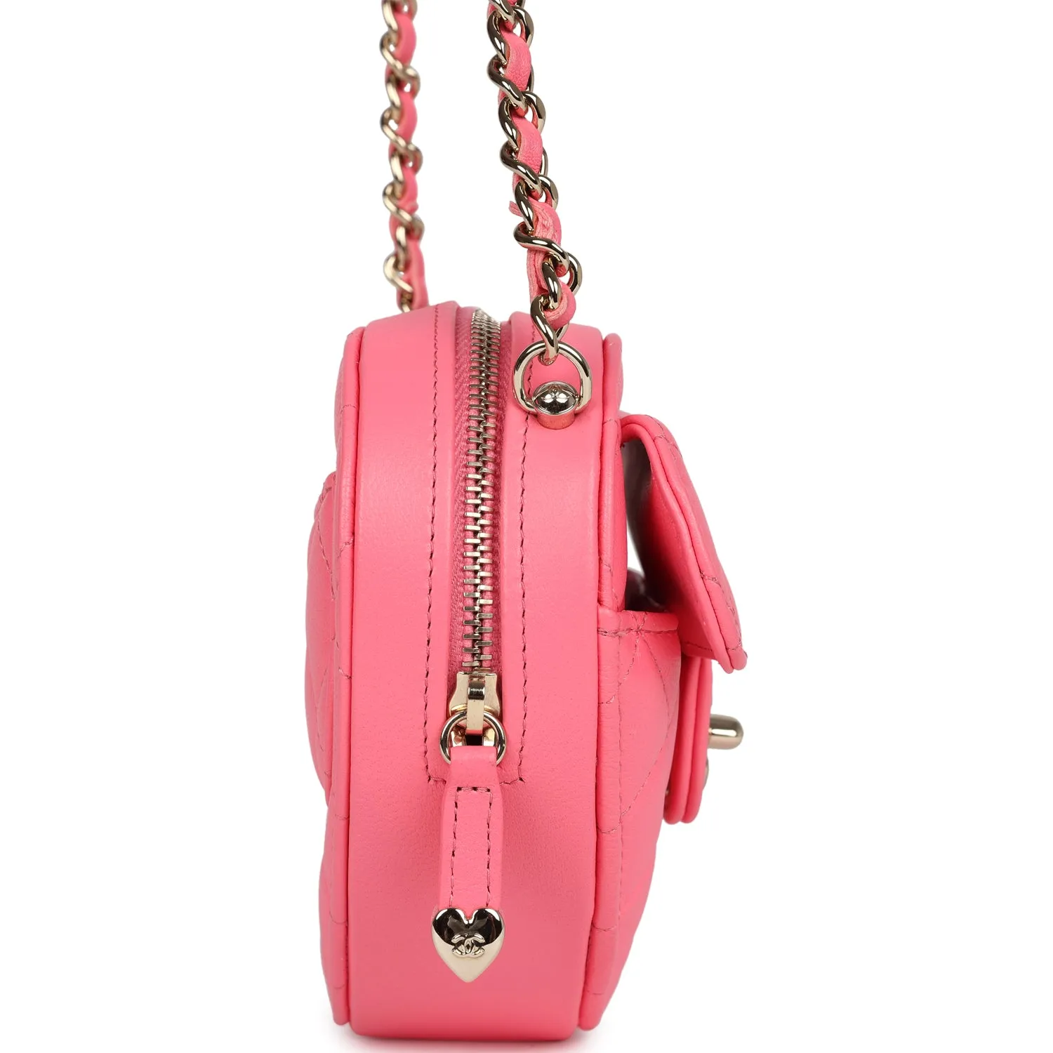 Chanel CC In Love Small Heart Bag Hot Pink Lambskin Light Gold Hardware