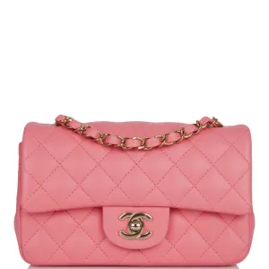 Chanel Mini Rectangular Flap Bag in Coral Lambskin with Light Gold Hardware