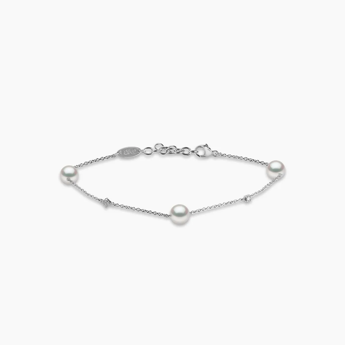 Classic 18K Gold Akoya Pearl and Diamond Bracelet