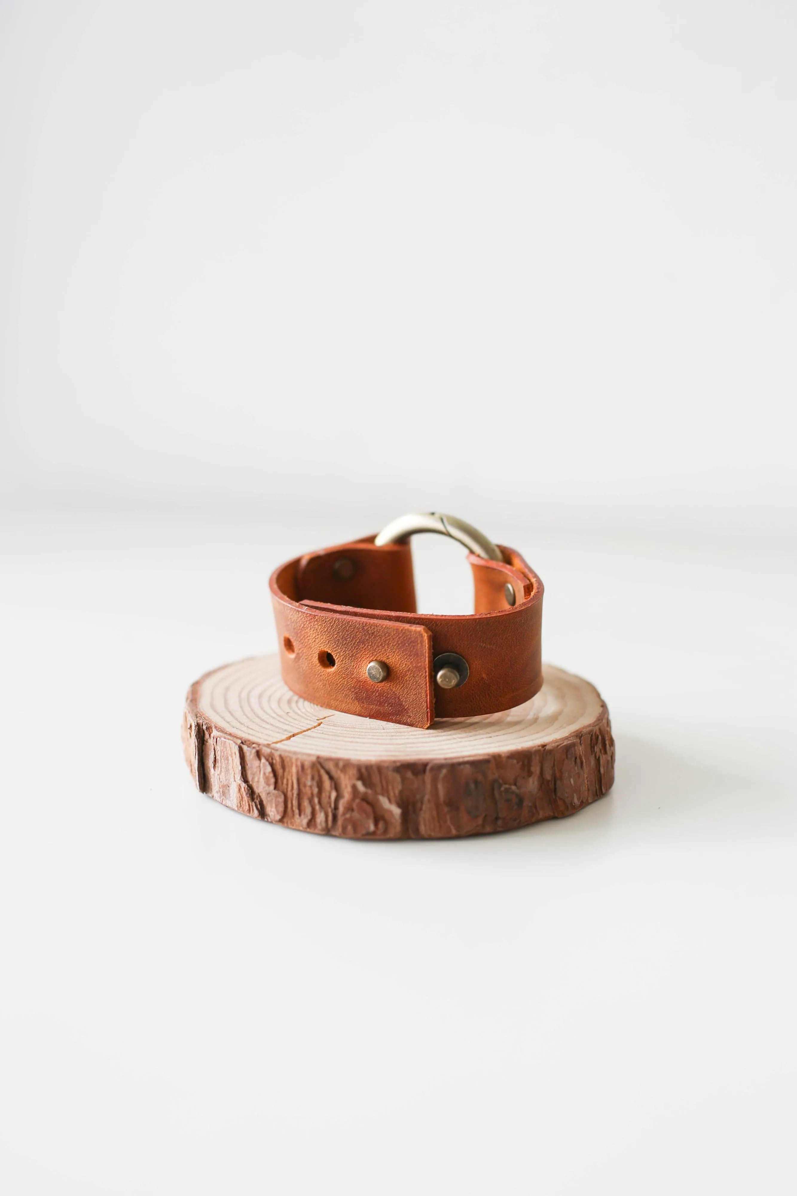 Cognac Brown Leather Cuff Bracelet