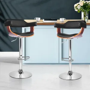 Comfortable PU Leather Bar Stools, Swivel, Chrome Set of 2 - Artiss