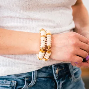 Cream Wooden Bead Bracelet Set FINAL SALE