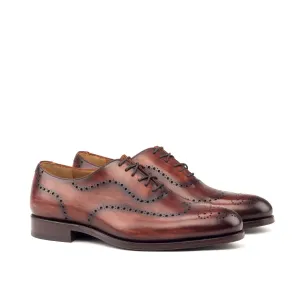 DapperFam Giuliano in Cognac Men's Hand-Painted Patina Whole Cut