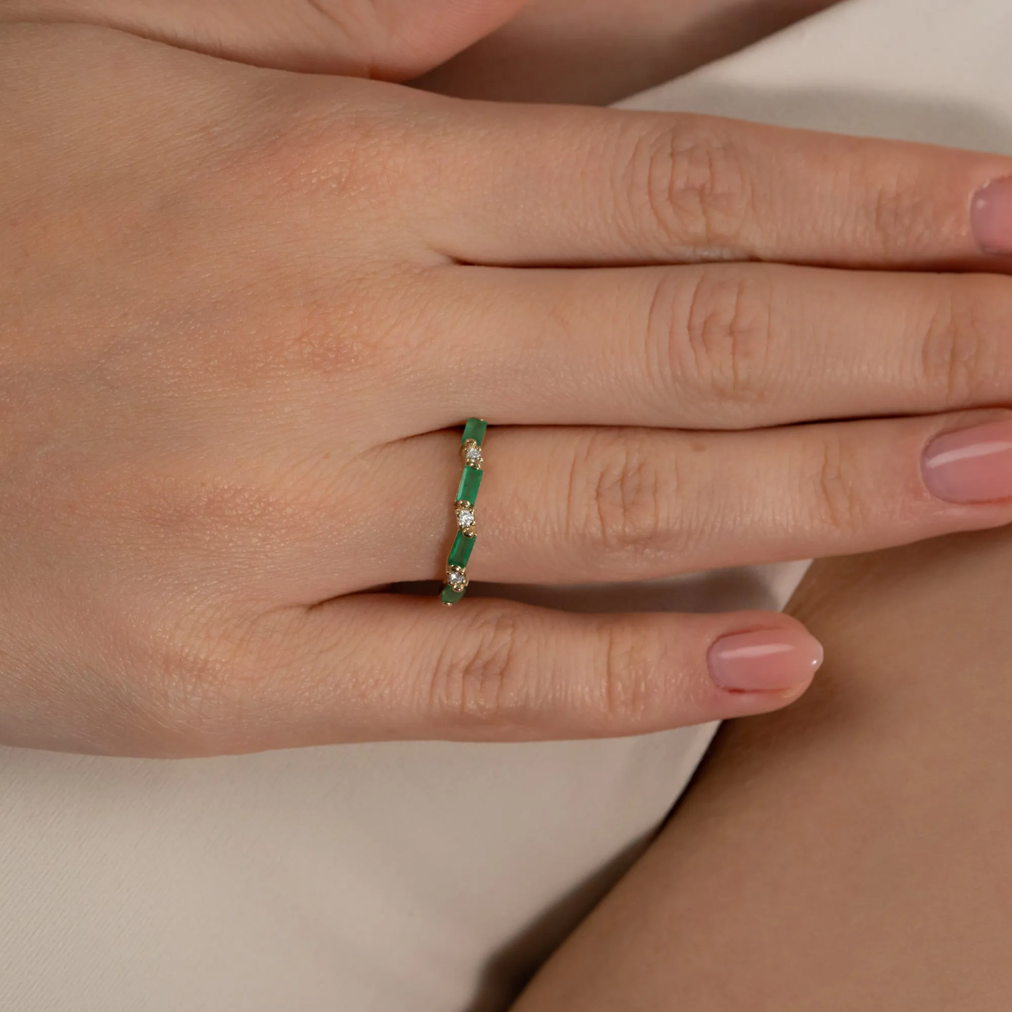 Diamond and Baguette Emerald Ring, Nicki