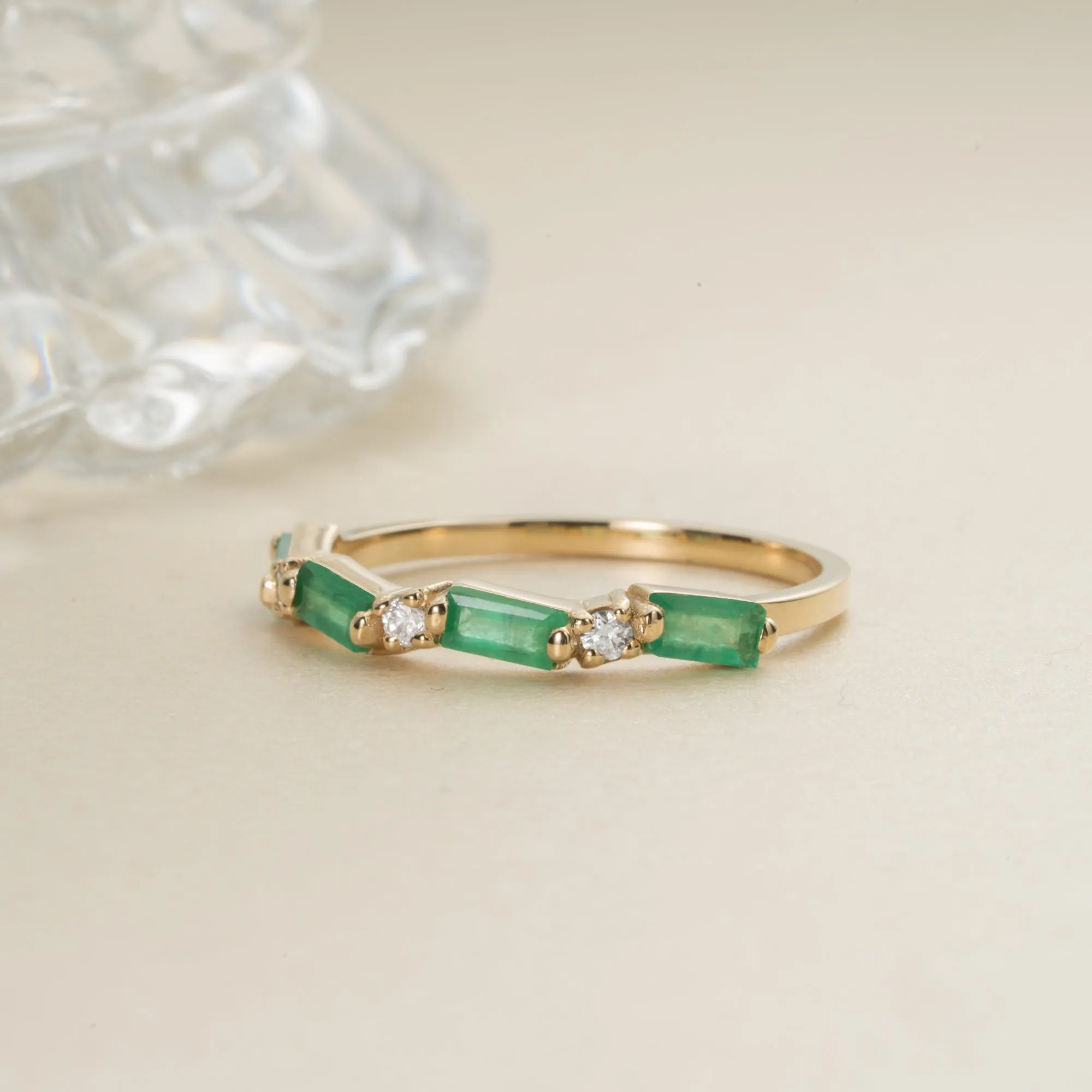 Diamond and Baguette Emerald Ring, Nicki