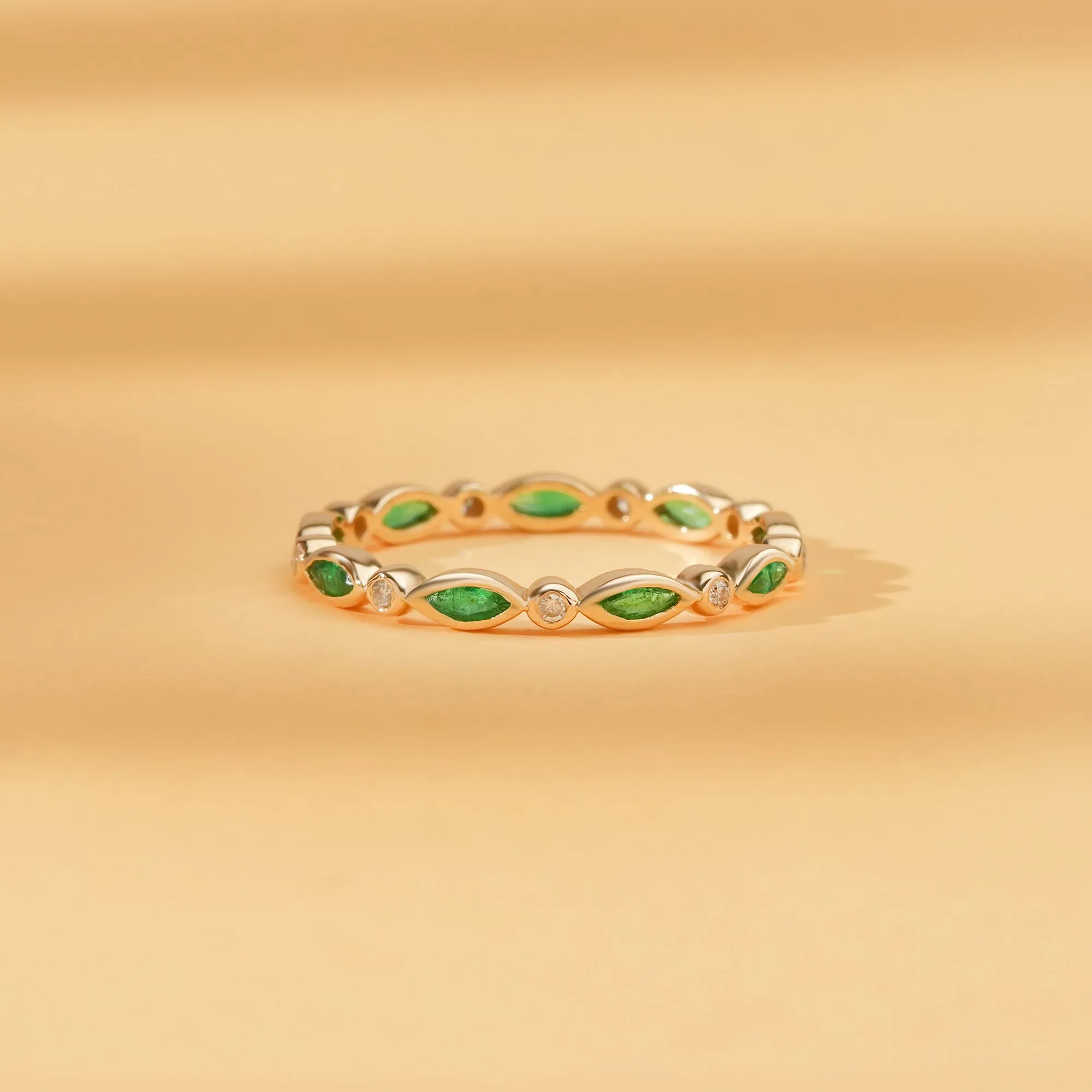 Diamond and Marquise Emerald Eternity Ring, Taelyn