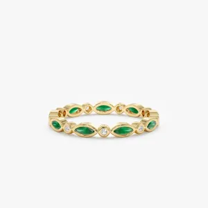 Diamond and Marquise Emerald Eternity Ring, Taelyn