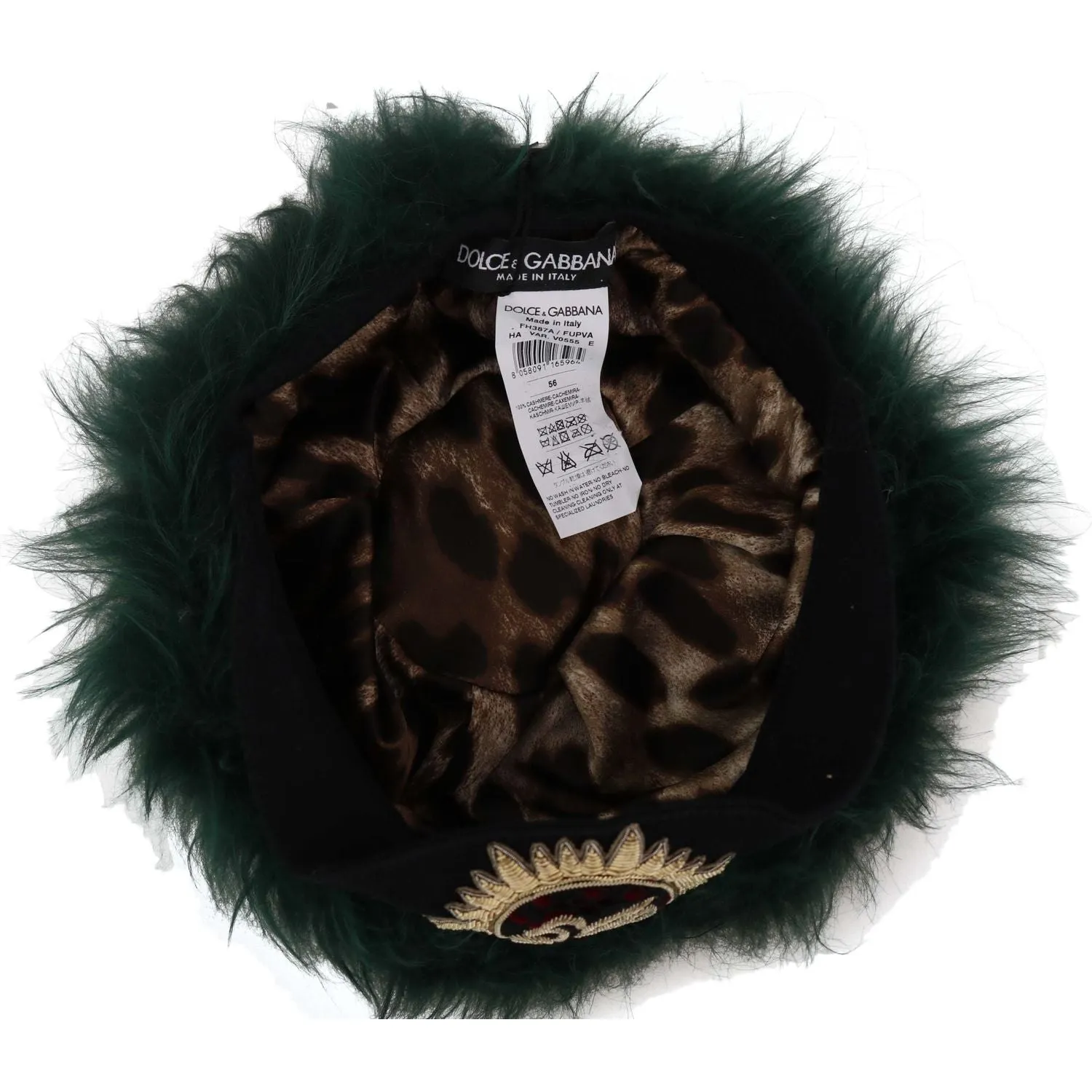 Dolce & Gabbana Elegant Emerald Cashmere Cloche Cap