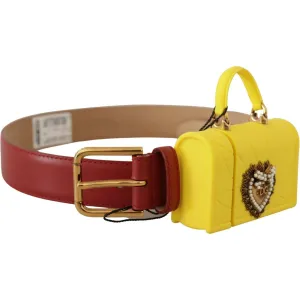 Dolce & Gabbana Elegant Red Leather Engraved Buckle Belt