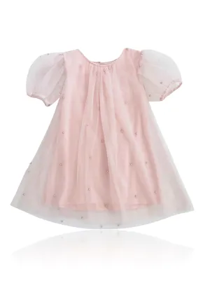 DOLLY® PEARL TULLE PUFF A-LINE DRESS dollypink  ⚪