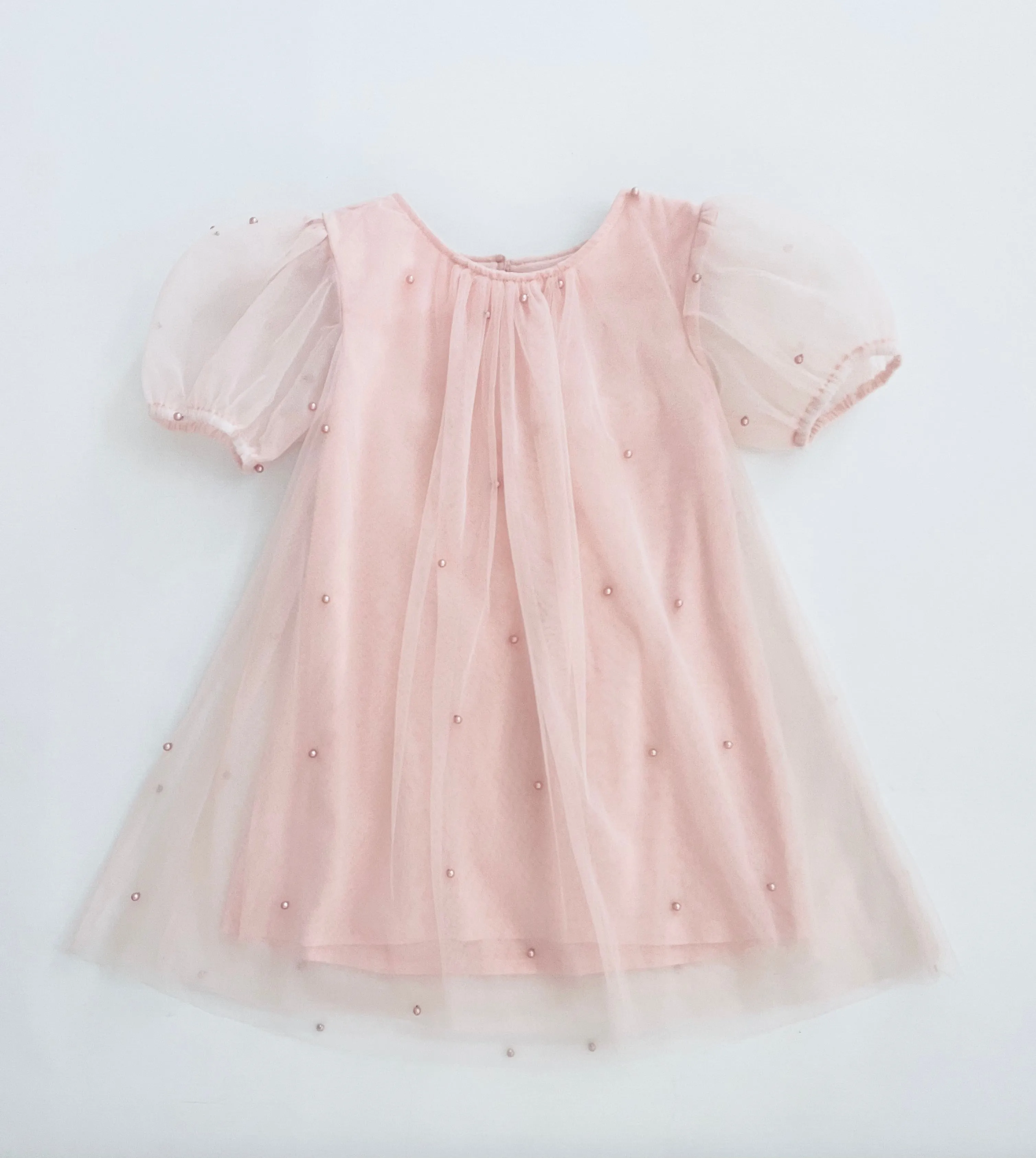 DOLLY® PEARL TULLE PUFF A-LINE DRESS dollypink  ⚪