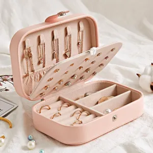 Double-Layer Leather Jewelry Organizer Box