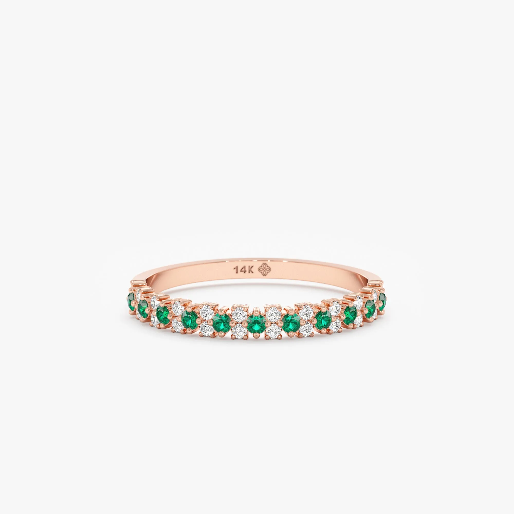 Emerald and Diamond Half Eternity Ring, Jade