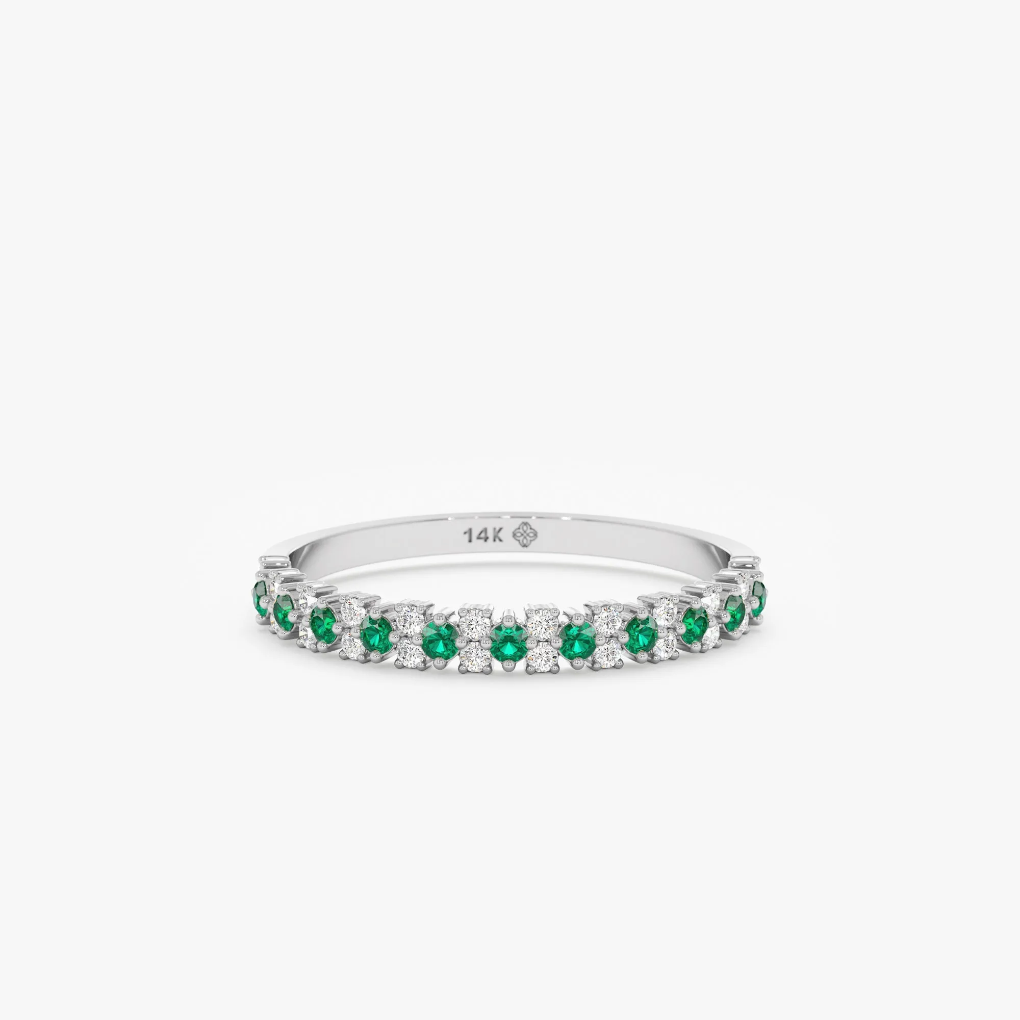 Emerald and Diamond Half Eternity Ring, Jade