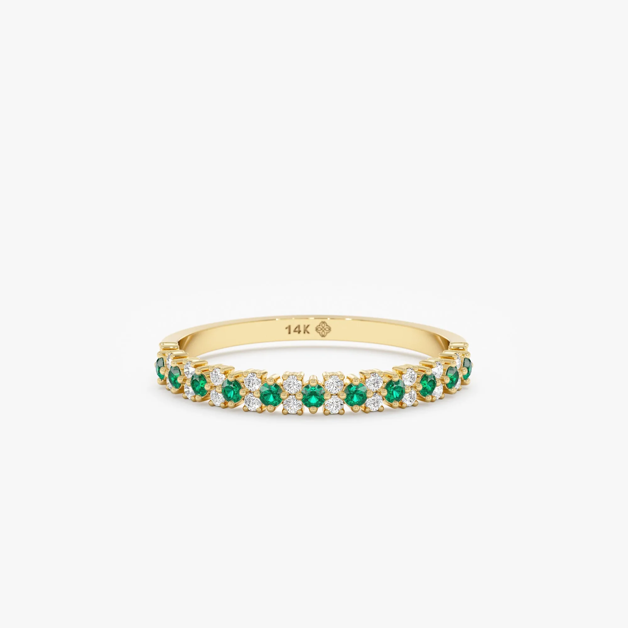 Emerald and Diamond Half Eternity Ring, Jade