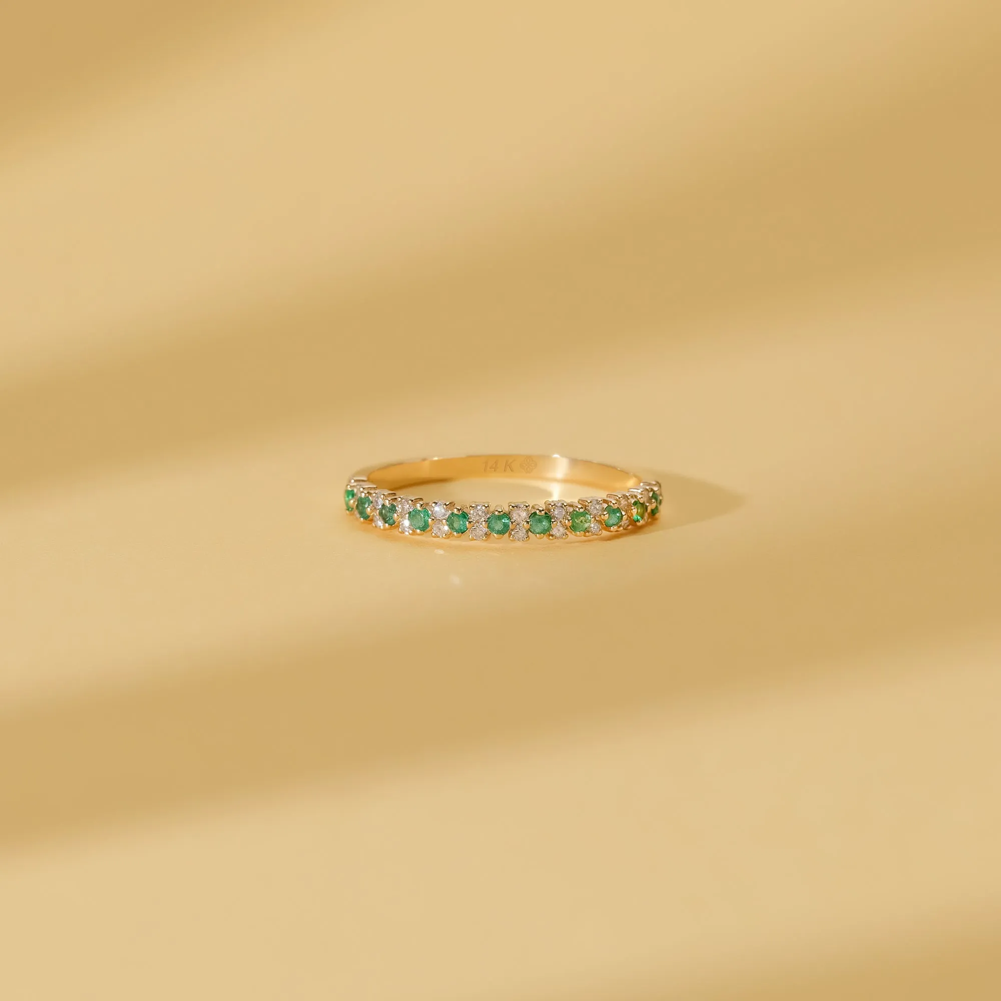 Emerald and Diamond Half Eternity Ring, Jade