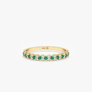 Emerald and Diamond Half Eternity Ring, Jade