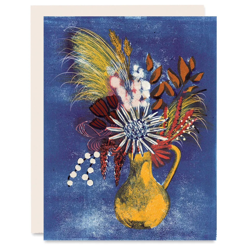 Fall Bouquet Indigo Printed Card