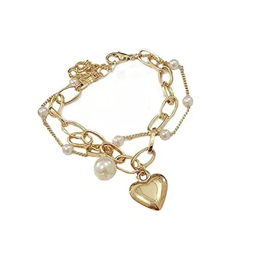 Gold Plated Heart Shape Bracelet - Set Of 1