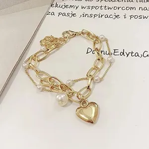 Gold Plated Heart Shape Bracelet - Set Of 1