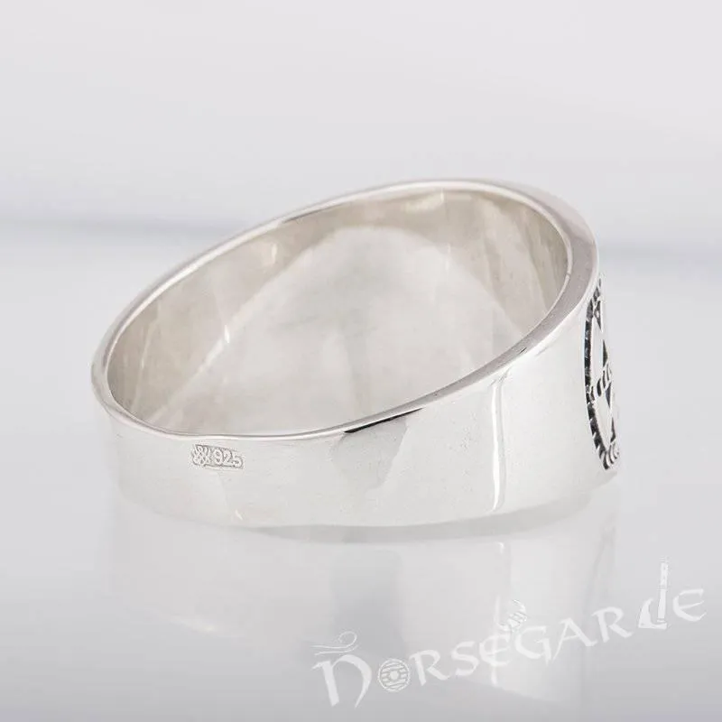 Handcrafted Norse Money Pattern Ring - Sterling Silver