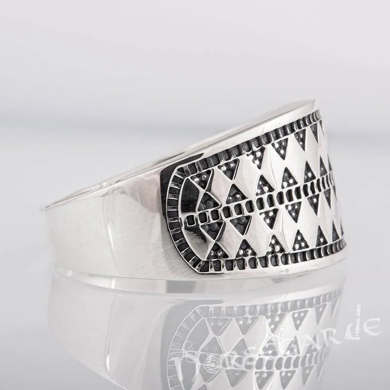 Handcrafted Norse Money Pattern Ring - Sterling Silver