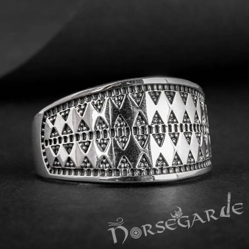 Handcrafted Norse Money Pattern Ring - Sterling Silver