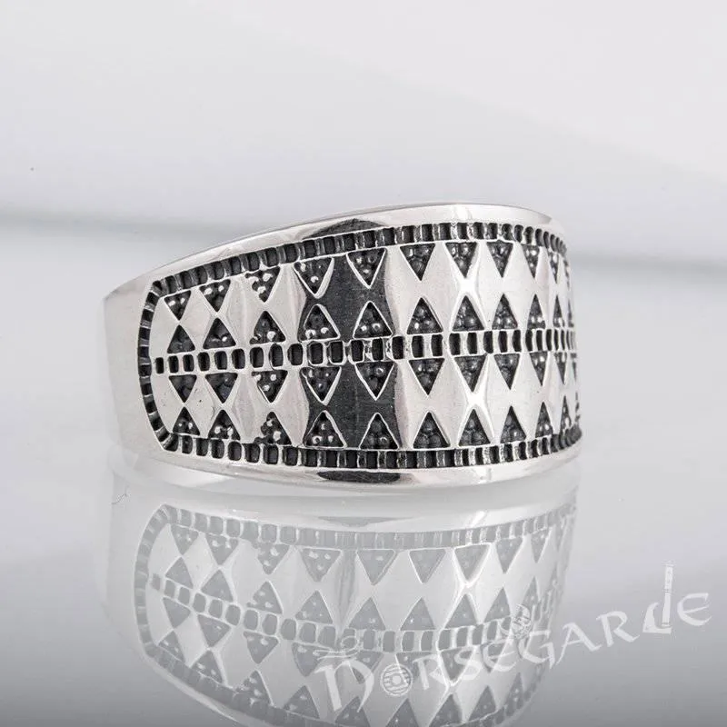 Handcrafted Norse Money Pattern Ring - Sterling Silver