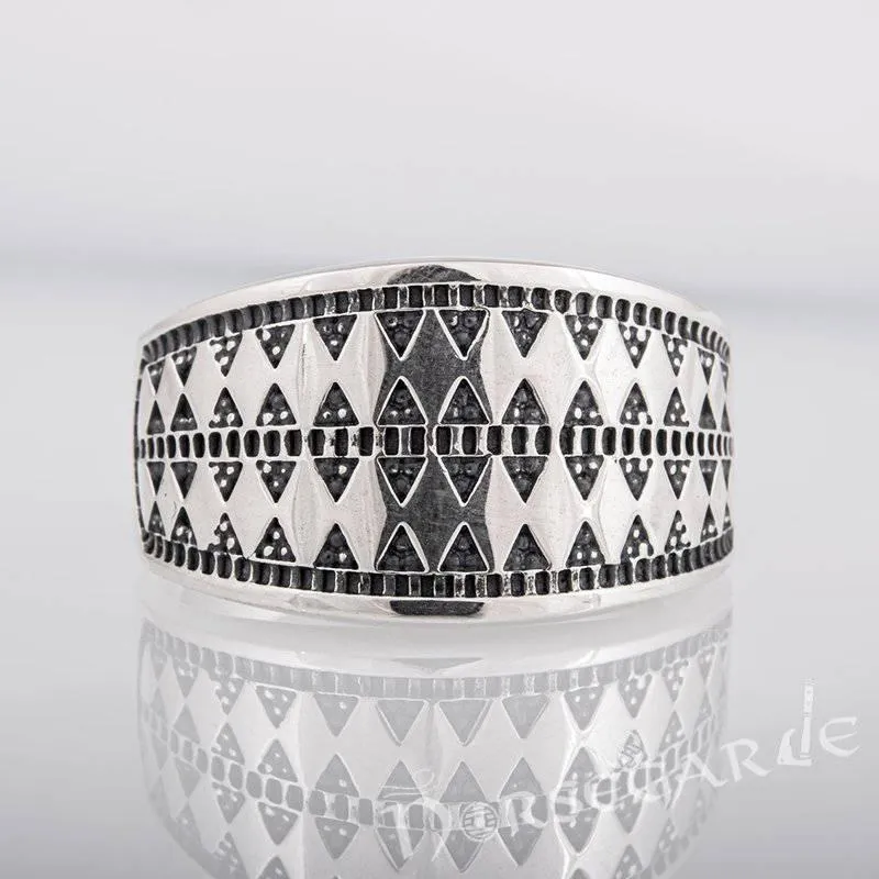 Handcrafted Norse Money Pattern Ring - Sterling Silver