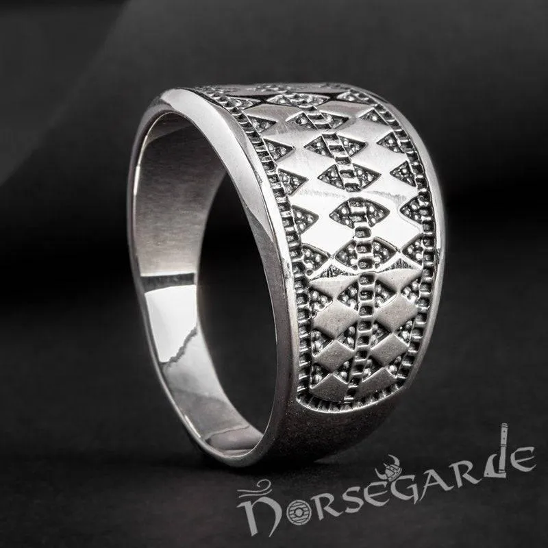 Handcrafted Norse Money Pattern Ring - Sterling Silver