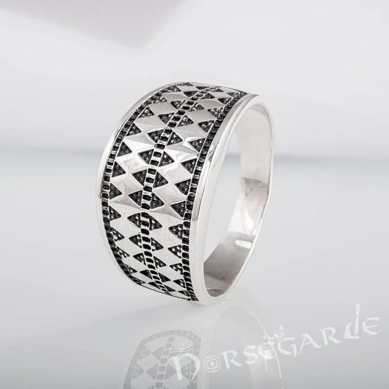 Handcrafted Norse Money Pattern Ring - Sterling Silver