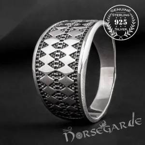 Handcrafted Norse Money Pattern Ring - Sterling Silver