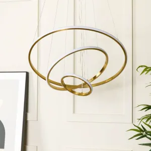 Hawaii LED 3 Ring Pendant Ceiling Light  - Gold