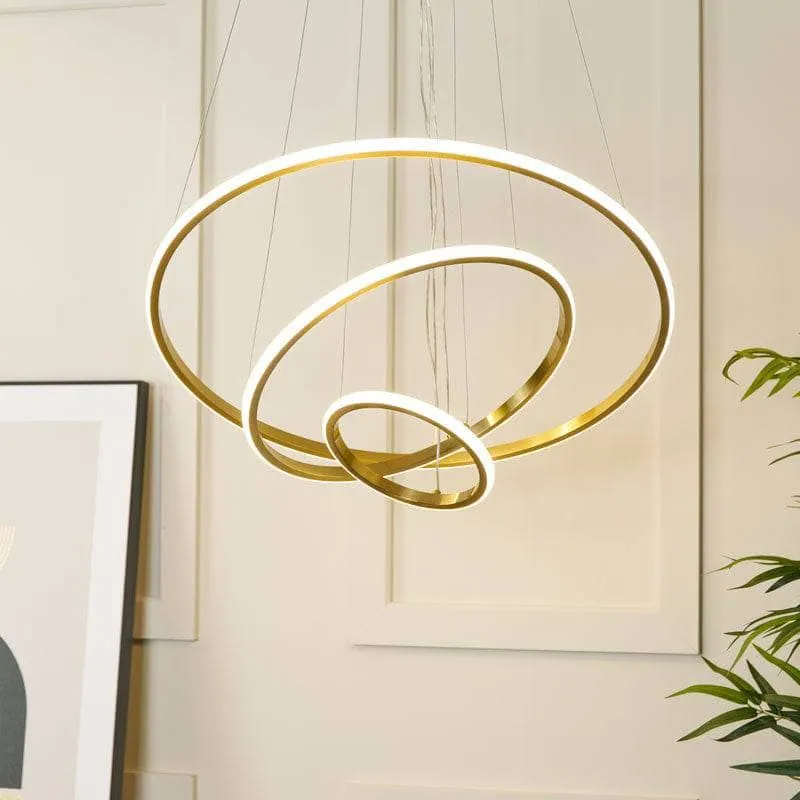 Hawaii LED 3 Ring Pendant Ceiling Light  - Gold