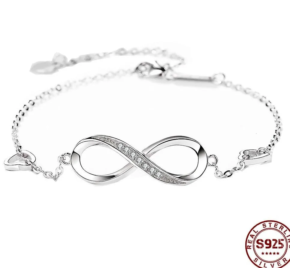 Infinity Silver CZ Women's Bracelet