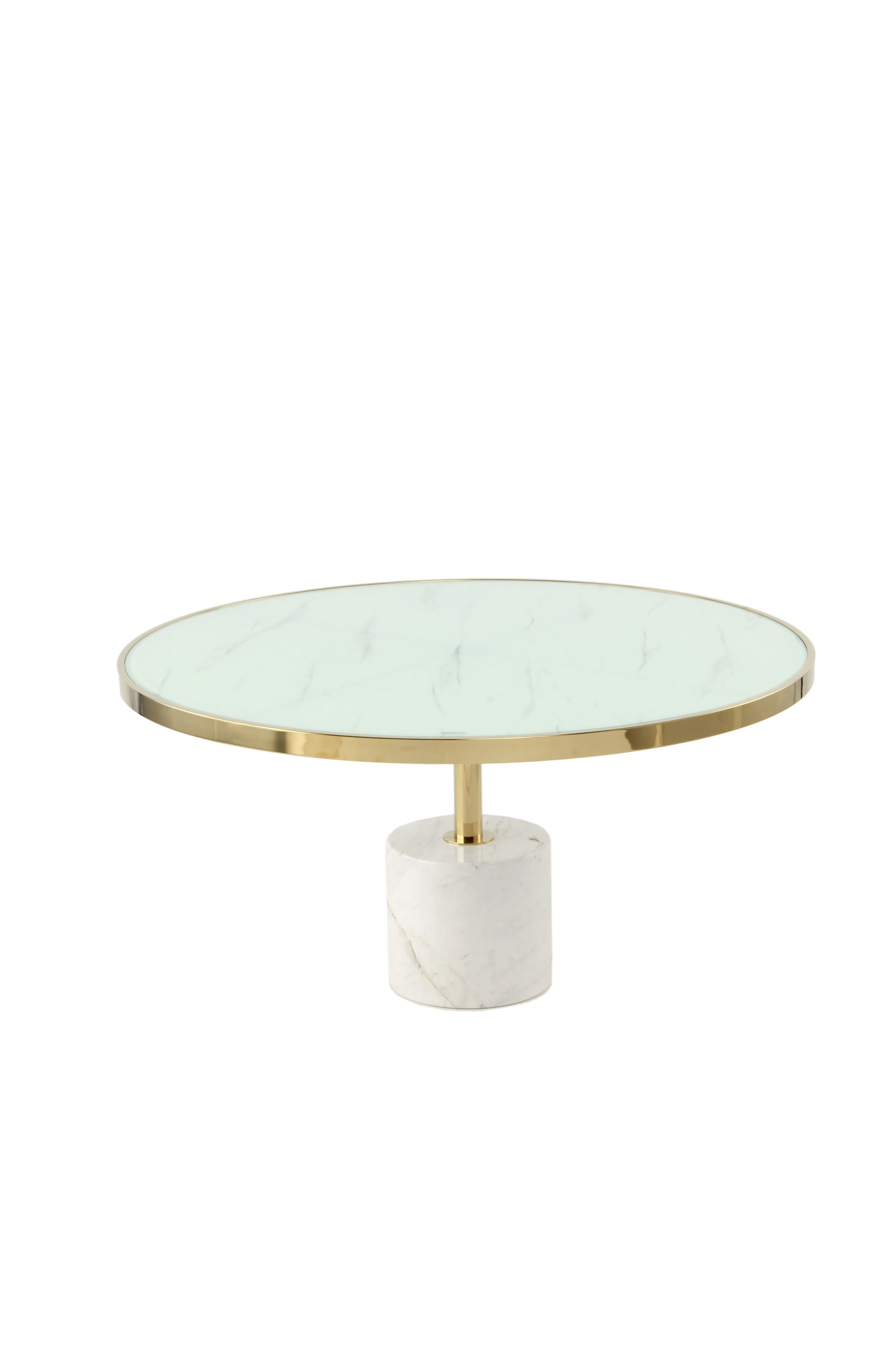 Kaia Set of 3 Marble Base Coffee Table Set-White and Gold