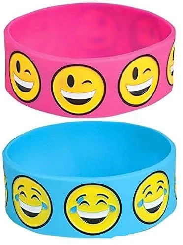 Kicko Emoji Smile Emoticon Silicone Wristband Bracelets - 24 Emoji Face Mood Friendship