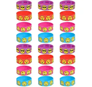 Kicko Emoji Smile Emoticon Silicone Wristband Bracelets - 24 Emoji Face Mood Friendship