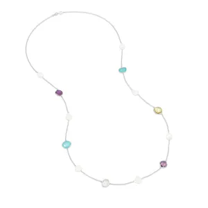 Long Candy Gemstone & Baroque Pearl Necklace