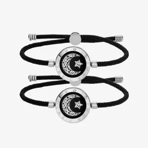 Moon & Star Touch Bracelets with Milan Rope(Black Black)