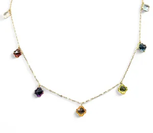 MULTI COLOR GEMS STATION NECKLACE